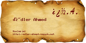 Ádler Ahmed névjegykártya